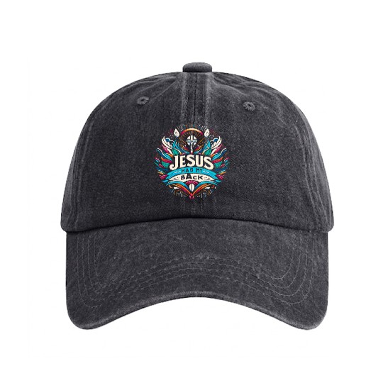 Jesus Has My Back 27 Washed Denim Baseball Caps