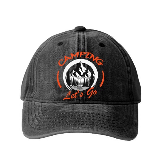Camping Lets Go to nature and wilderness Washed Denim Baseball Caps