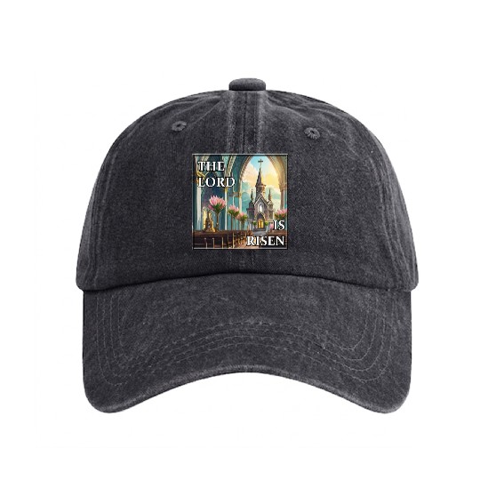 Happy Easter Sunday in Church Washed Denim Baseball Caps
