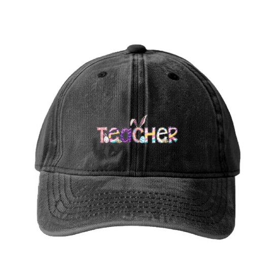 Teacher Easter Day Teacher Easter Easter Teachers Washed Denim Baseball Caps