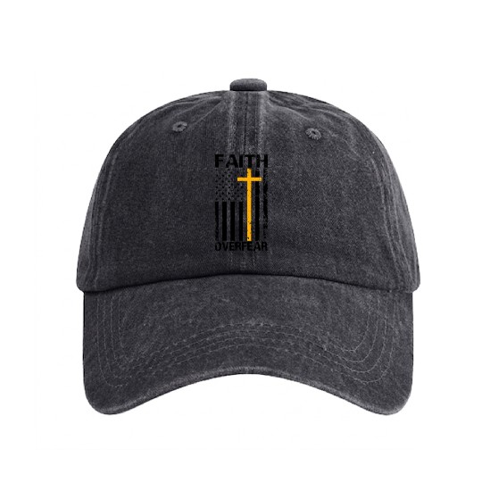 Faith overfear christian Washed Denim Baseball Caps