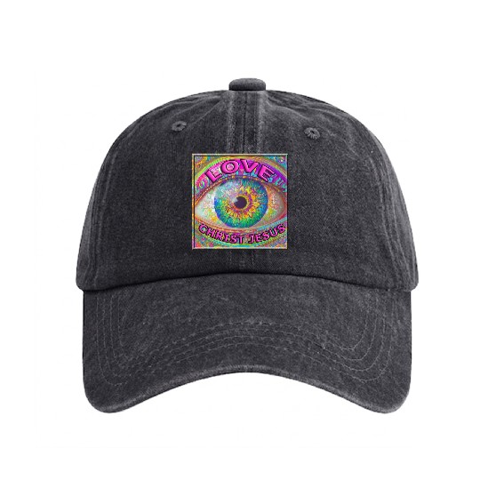 Eye (I) Love CHRIST JESUS Washed Denim Baseball Caps