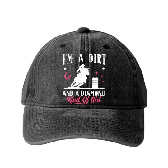 Horse Barrel Racing Girl Barrel Racer Washed Denim Baseball Caps