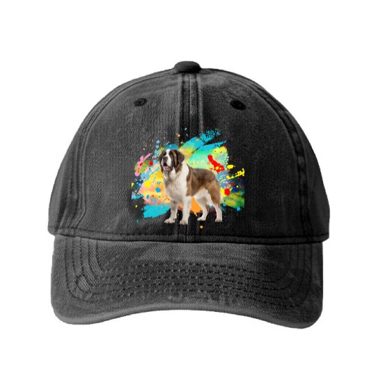 Saint Barnard Dog Lover, Dog Mom, Dog Dad Washed Denim Baseball Caps