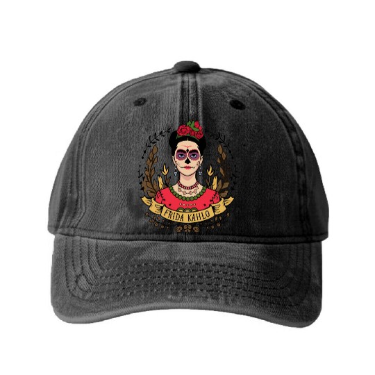 Frida Kahlo Day of the Dead Washed Denim Baseball Caps