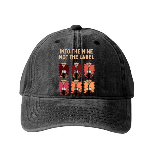 Funny Wine Lover Drinking Champagne Washed Denim Baseball Caps