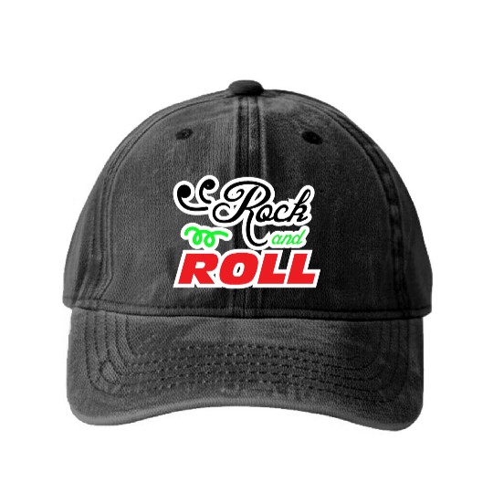 Rock and Roll design for music lovers Washed Denim Baseball Caps
