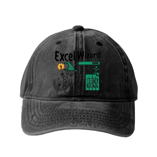 excel wizard funny accountant and bookkeeper gift Washed Denim Baseball Caps
