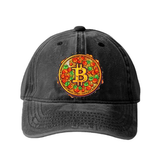 Pizza Bitcoin Funny Mining Crypto Currency Trader Washed Denim Baseball Caps