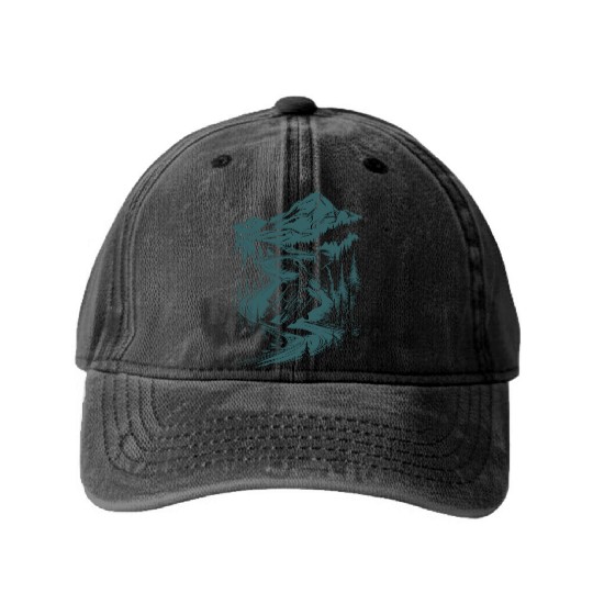 Motorcycle Motocross Motorsport Nature Mountains Washed Denim Baseball Caps
