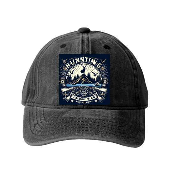 Deer hunting Washed Denim Baseball Caps