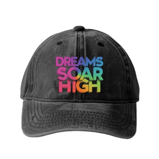 Let Your Dreams Take Flight: "Dreams Soar Washed Denim Baseball Caps