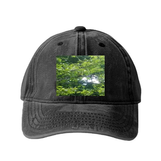 Camouflage Parakeet in Tree Gifts for Animal Lover Washed Denim Baseball Caps