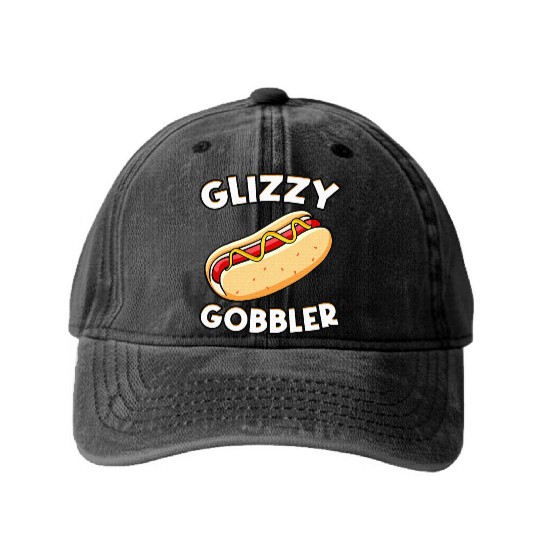 Hot Dog Glizzy Gobbler Number One Gladiator Washed Denim Baseball Caps