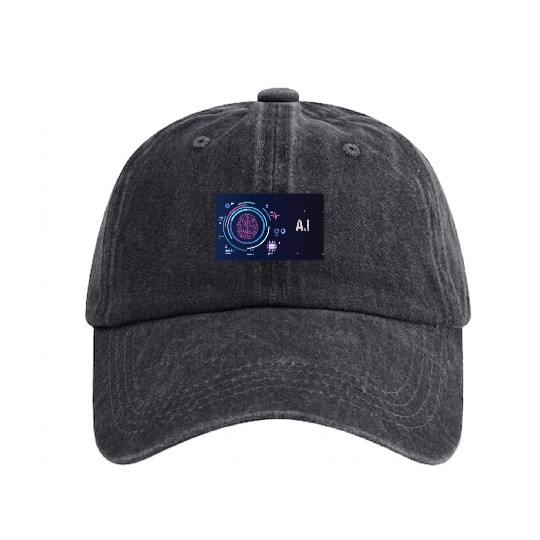Futuristic AI Design Washed Denim Baseball Caps
