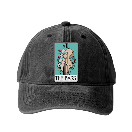 Bass Guitar Tarot Card Funny - Rock and Roll Washed Denim Baseball Caps