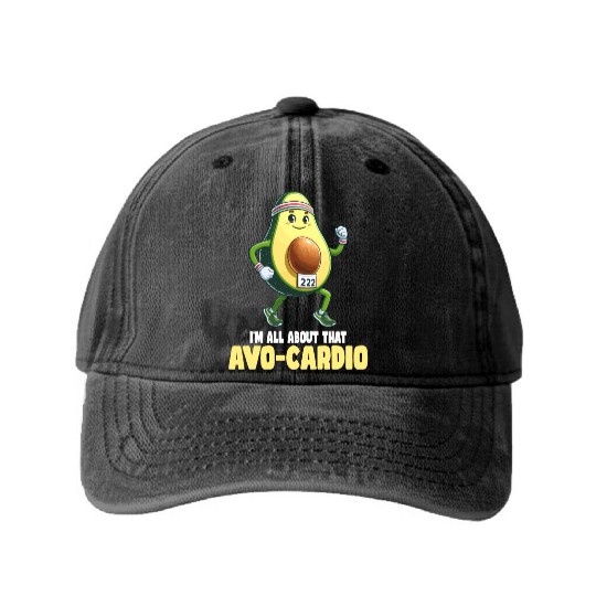 All About That Avo-Cardio Fun Run Washed Denim Baseball Caps