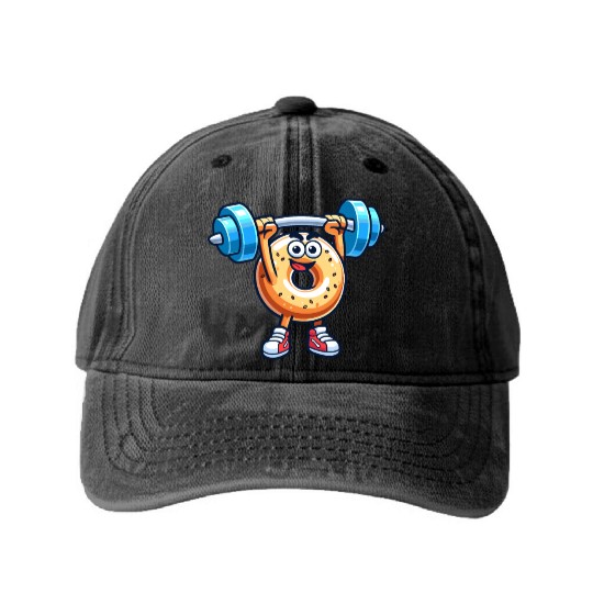 Fitness Gym Sport Bodybuilder Bodybuilding Bagel Washed Denim Baseball Caps