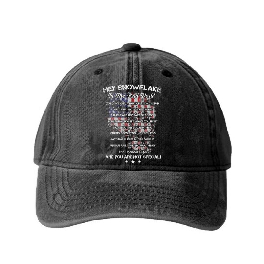 Hey Snowflake In The Real World Veteran Military Washed Denim Baseball Caps
