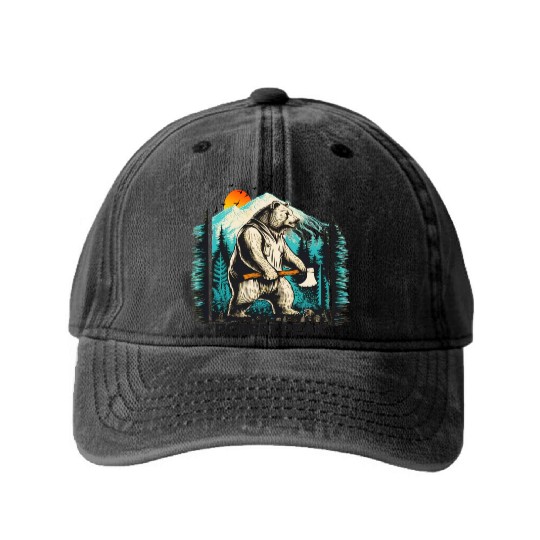 Wild Fun: Grizzly Bears & Funny Moments in Nature Washed Denim Baseball Caps