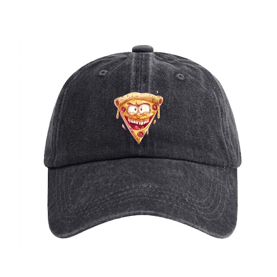 Cheesy Grinning Slice Captures Joy Washed Denim Baseball Caps