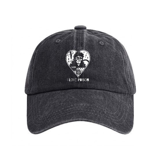 Sarcasm Horror: I Love Poison Washed Denim Baseball Caps