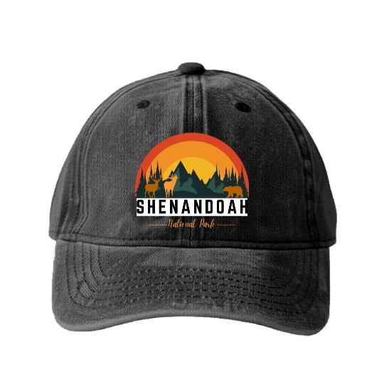 Shenandoah national park Washed Denim Baseball Caps