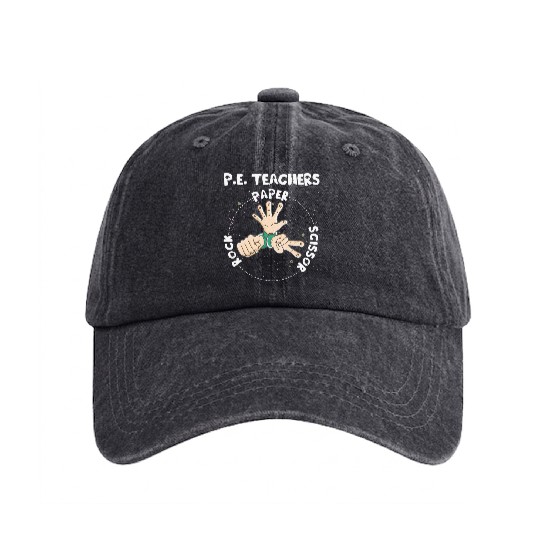 Physical Education PE Teacher Rock Paper Scissor Washed Denim Baseball Caps