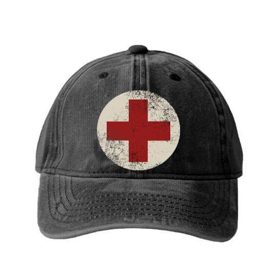 WW2 Combat Medic Symbol Washed Denim Baseball Caps