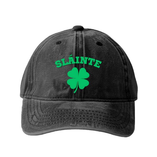 Slainte 4 Leaf Clover Washed Denim Baseball Caps