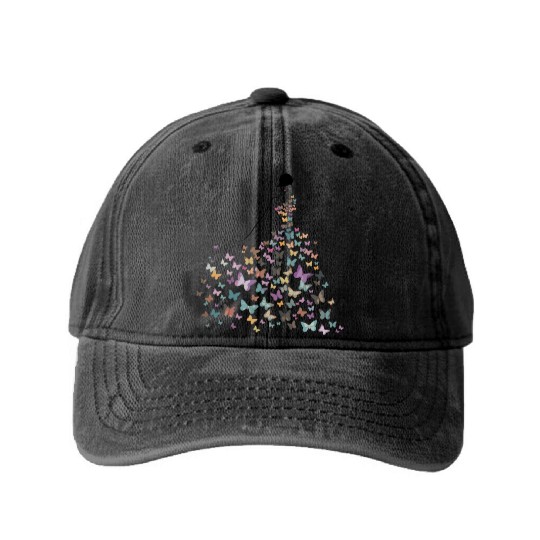 Colorful Butterfly Elegant for All Seasons Washed Denim Baseball Caps