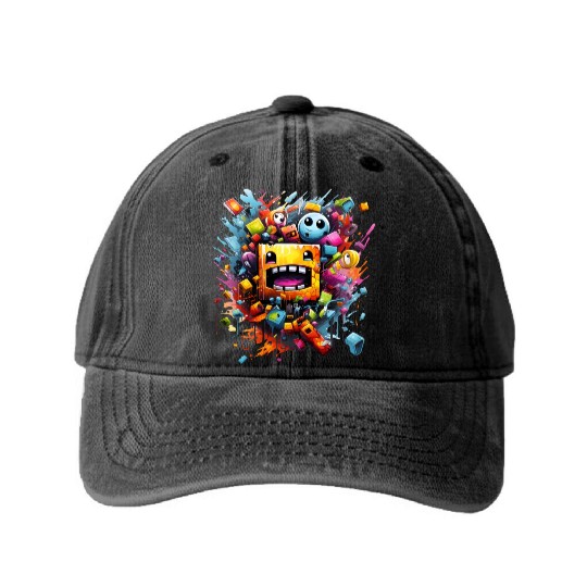 geometry dash Washed Denim Baseball Caps