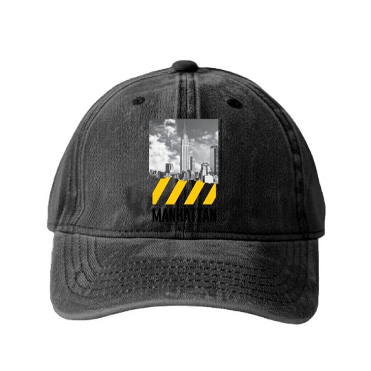 Manhattan NYC Washed Denim Baseball Caps