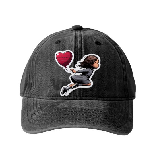 Girl with Balloon by Banksy, Iconic Street Art Washed Denim Baseball Caps