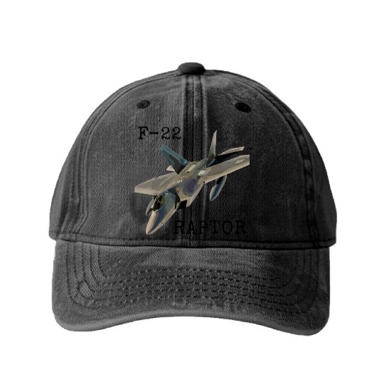 Air Force F-22 Raptor Fighter Jet Military Pilot Washed Denim Baseball Caps