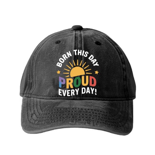Birthgay Gay Pride Flag Pride Month Equal Rights Washed Denim Baseball Caps