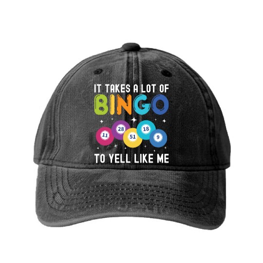 Funny Bingo Yeller Bingo Player Washed Denim Baseball Caps