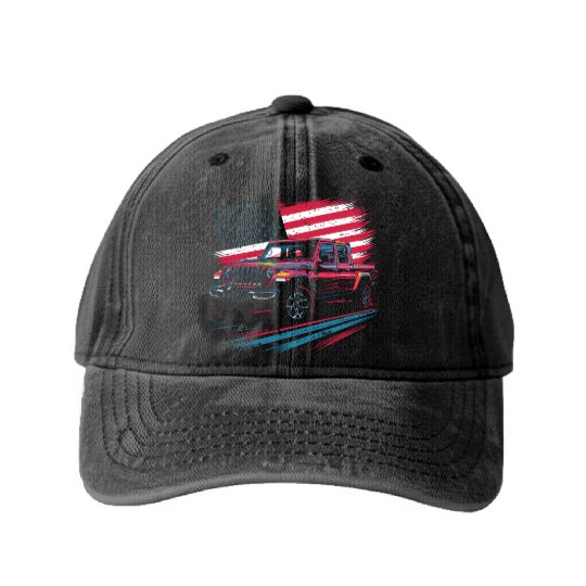 Jeep Gladiator JT US Flag Washed Denim Baseball Caps