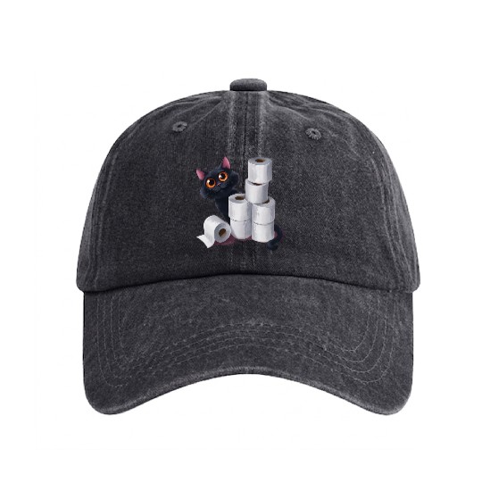 cute cat ,Embrace this lightweight and unique Washed Denim Baseball Caps