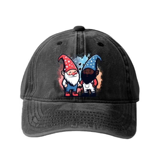 Gnome America Patriotic Whitey Melanin Gay Pride Washed Denim Baseball Caps