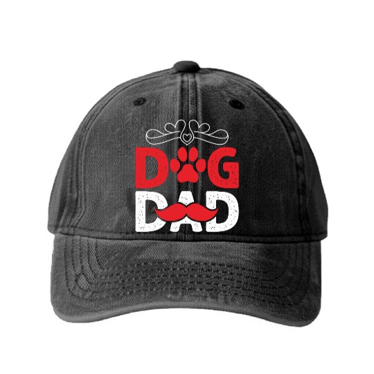 DOG DAD Washed Denim Baseball Caps