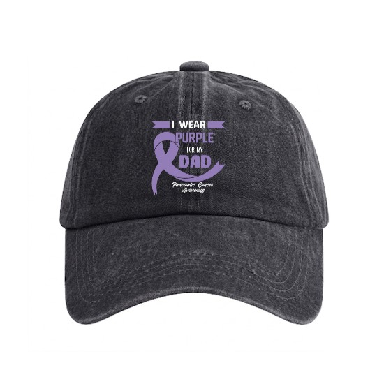 Pancreatic Cancer Support Dad Cancer Awareness Washed Denim Baseball Caps