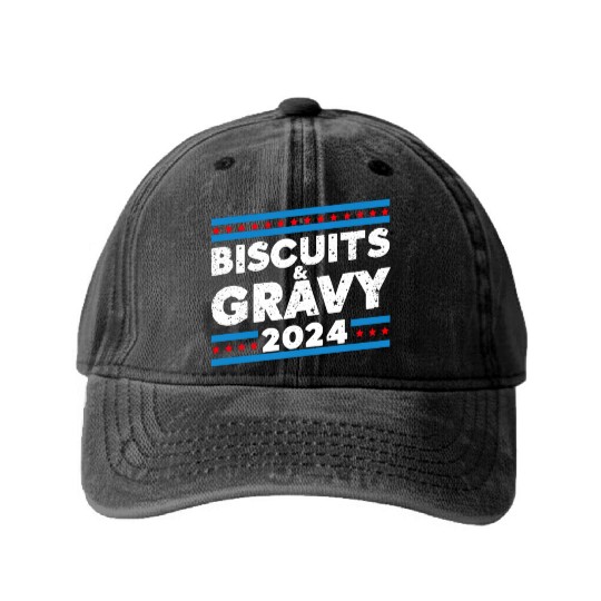 Biscuits and Gravy 2024 Presidential Election Washed Denim Baseball Caps