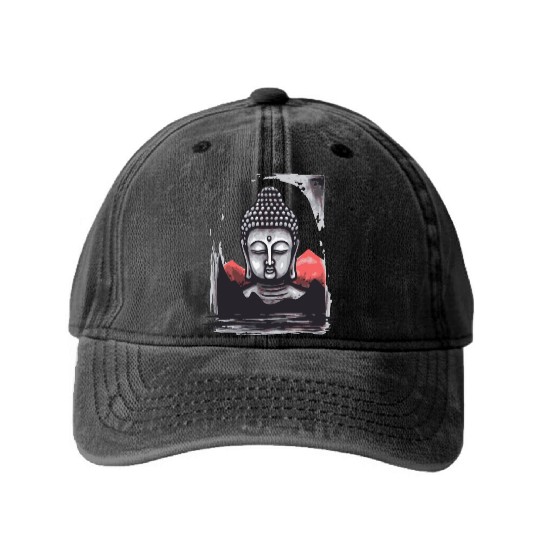 Japan Red Sun: Chilling Buddha Washed Denim Baseball Caps