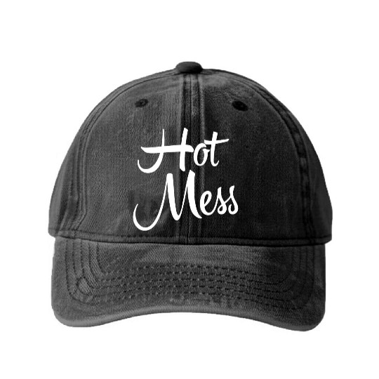 hot Mess Washed Denim Baseball Caps