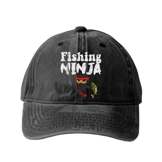 Fishing Ninja Fish Lover Toddler Youth Washed Denim Baseball Caps