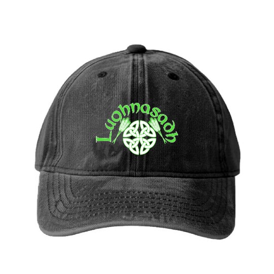 Irish Lughnasadh Festival Celtic Knot Washed Denim Baseball Caps