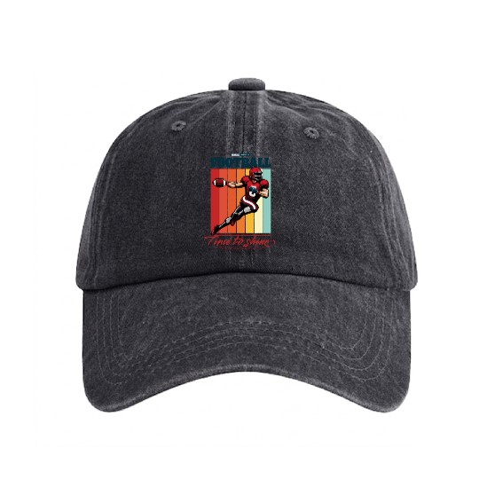 American Football Design Washed Denim Baseball Caps