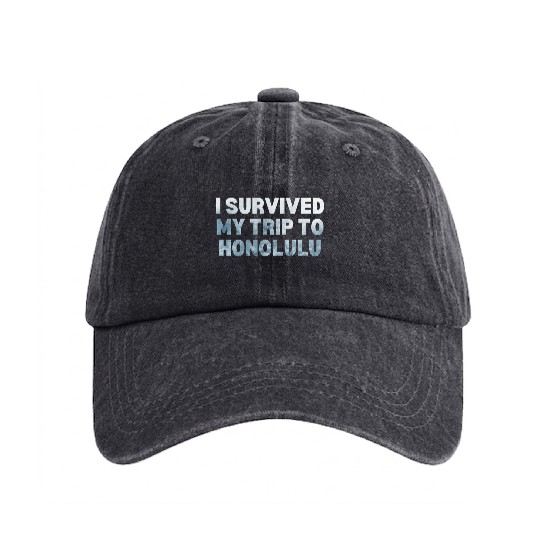 My Trip Traveler Vacation Honolulu Washed Denim Baseball Caps