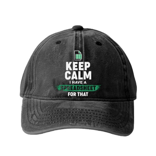 Accountant Funny Excel Spreadsheets Keep Calm Washed Denim Baseball Caps